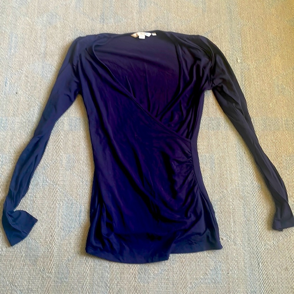 Boden navy blue long sleeve top.  V neck. Size 6
